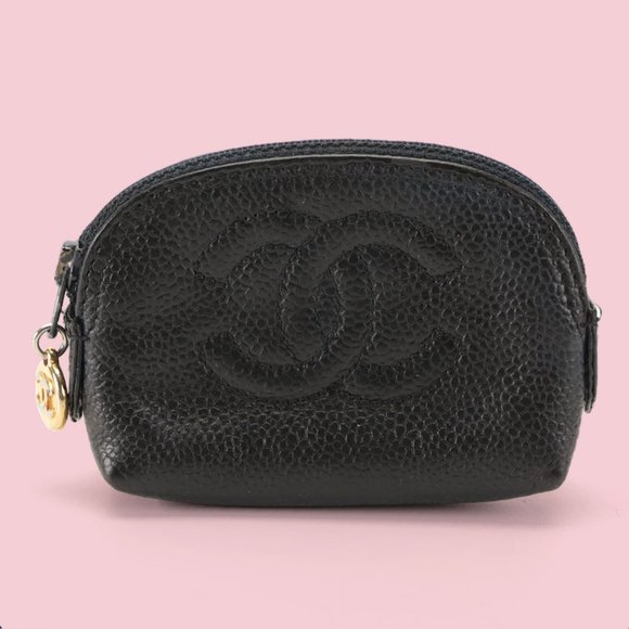 CHANEL Accessories - Chanel Caviar Leather CC Zip Coin Purse